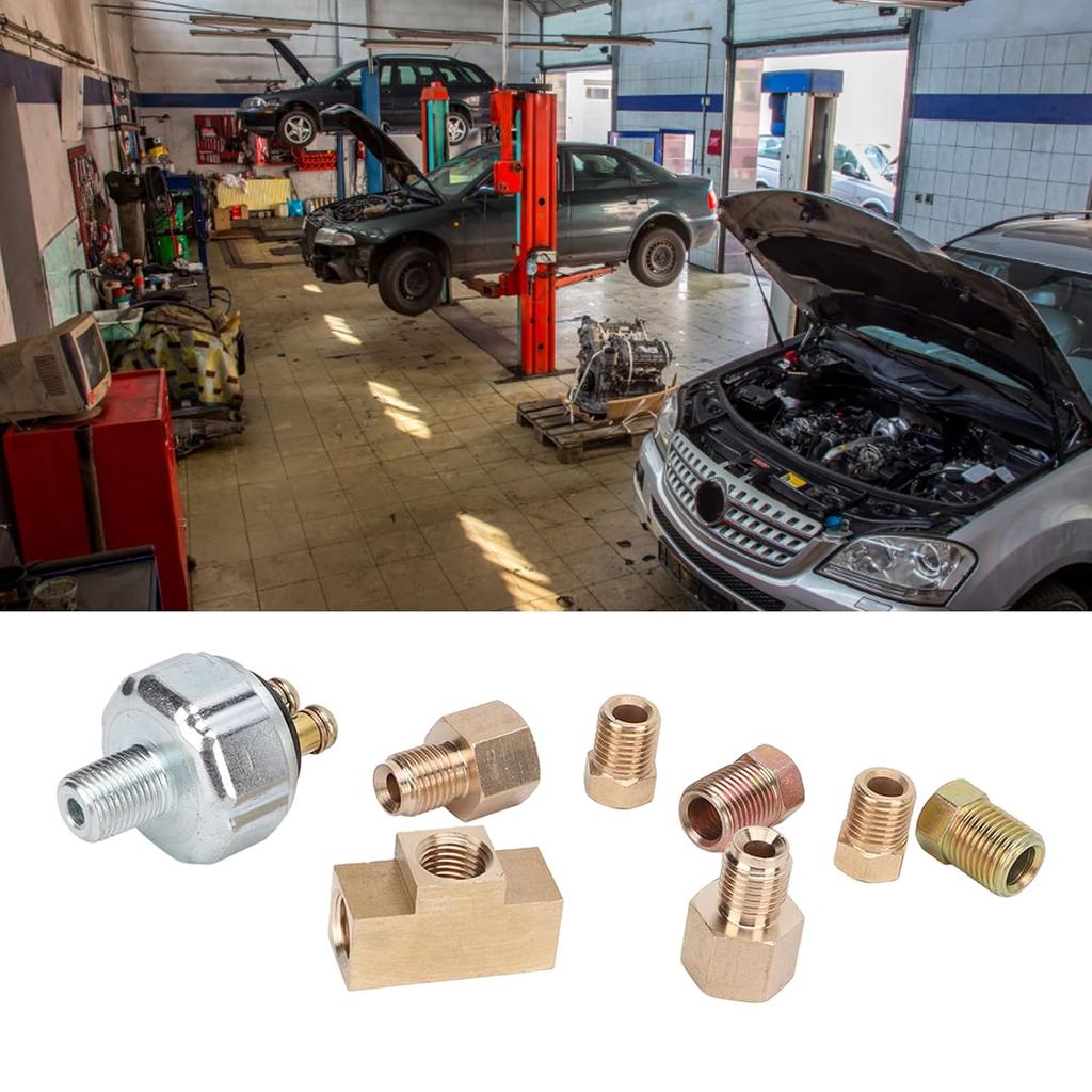 Universal Hydraulic Brake Light Switch Kit Includes 2-3/8in Tube Nut, 2-1/4in Tube Nut, 2-3/16-1/4in Adapter, Car General Brake Modification Kit,