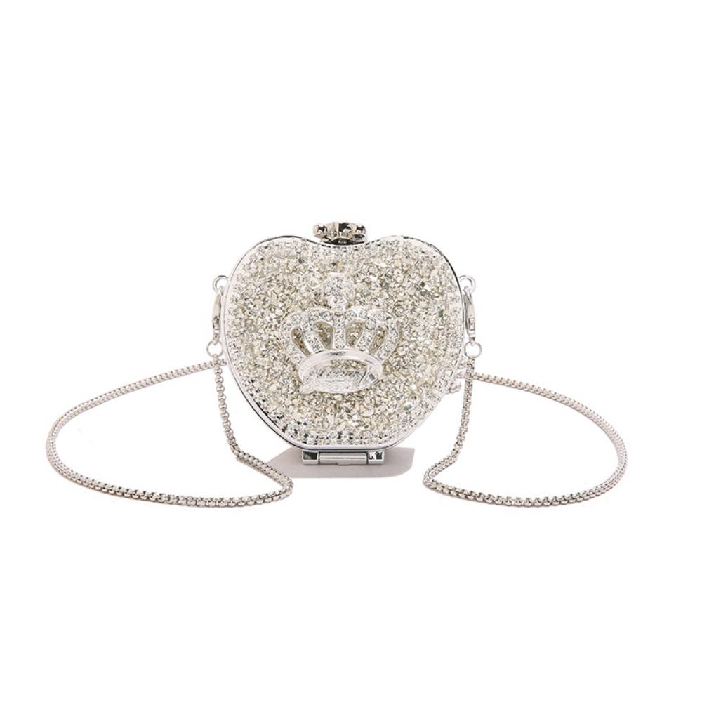 Elegant Rhinestone Evening Bag Gold/Silver Mini Lipstick Bag Retro Banquet Chain Bag Girls