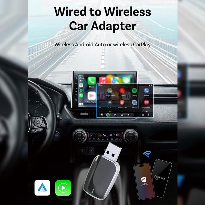 AI Mini Box 2-в-1 Адаптер CarPlay Android Auto, Plug-and-Play Подходит для 99% Штатных Головных Устройств Автомобилей