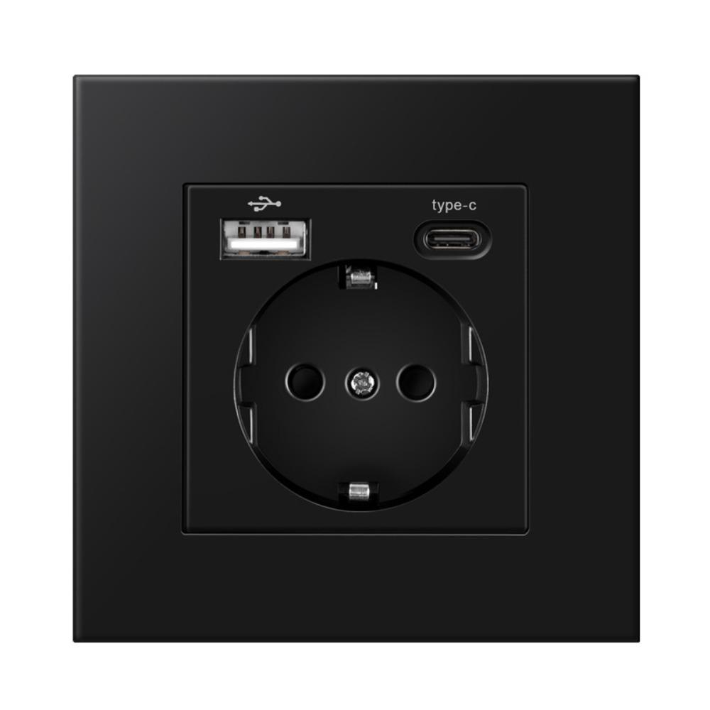 Быстрое зарядное устройство с европейской вилкой Пластиковая панель Порт для зарядки Доступен USB-разъем типа C Разъем питания