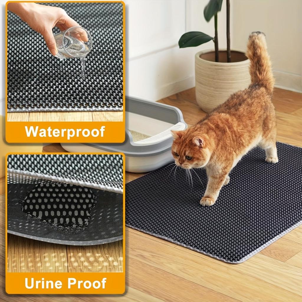 [Waterproof Cat Litter Mat] Odor Control, Waterproof Cat Litter Mat | Beautiful Honeycomb Cat Litter Box Catcher Pad, Double Layer, Urine Waterproof