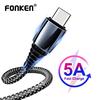 FONKEN USB Type C Cable 5A Fast Charge USB C Data Cord Zinc Alloy Nylon Braided Wire For Samsung