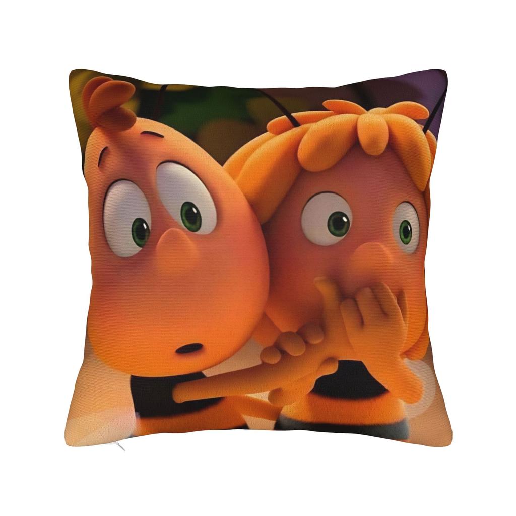 Maya The Bee With Flowers Cartoon Pillowcase Merch Soft Cushion Cover Gift Throw Pillow Case Cover Home Multi Size