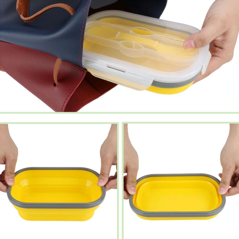 800ml Foldable Bento Box Microwave Safe Portable Food Storage Outdoor Travel
