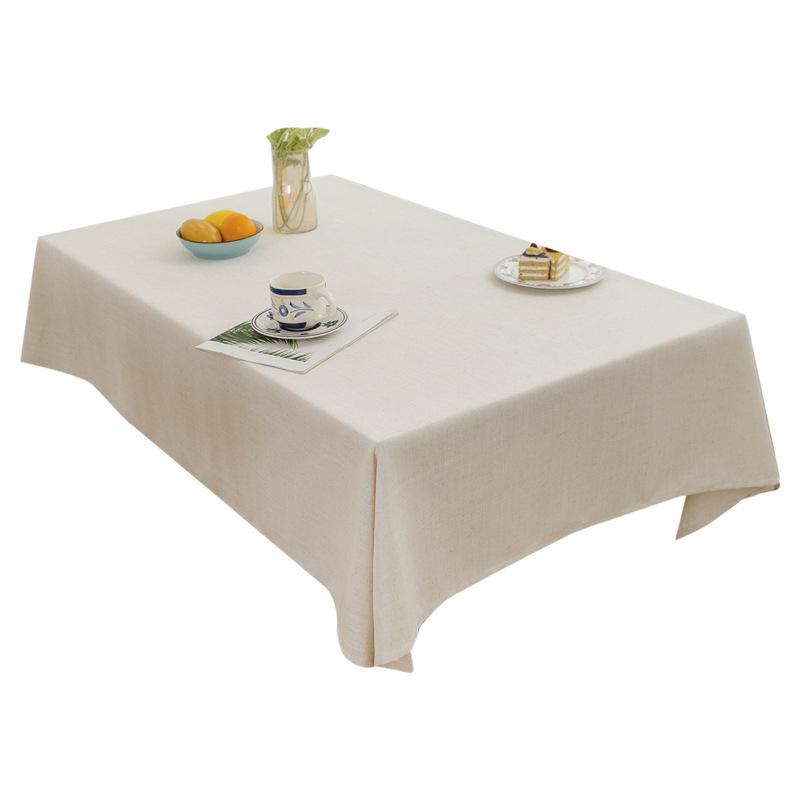 Solid Color White Household Table Cloth Primary Color Cotton And Linen Tablecloth Coffee Table Original White Linen Tablecloth