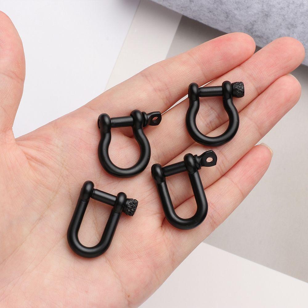 4 Styles Shackle Fob Bracelet Buckle Key Ring Keychain Hook D Bow Staples Solid Carabiner