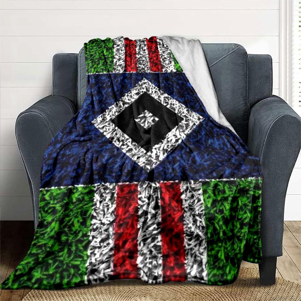 Hamburger Sv Logo Print Flannel Blanket High Quality Warm Comfortable Cover for All Seasons Perfect for Gifts Home Decor