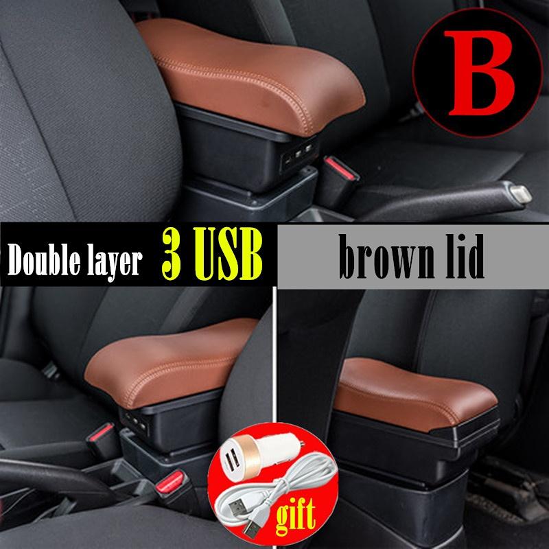 For peugeot 207 armrest box Interior Parts special Retrofit parts Car Armrest Center Storage box with USB LED light
