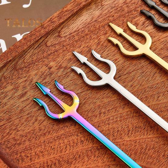 Вилка для торта, легко чистящаяся, многоцветная, прочная, металлическая вилка для фруктов из нержавеющей стали, товары для дома