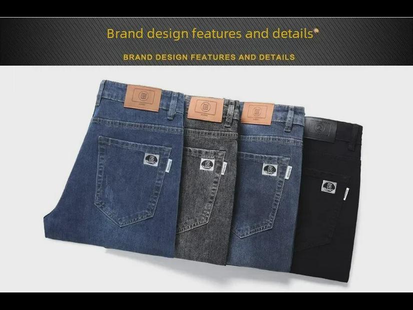 Мужские классические эластичные прямые джинсы — удобные, модные, облегающие, универсальные, повседневные брюки