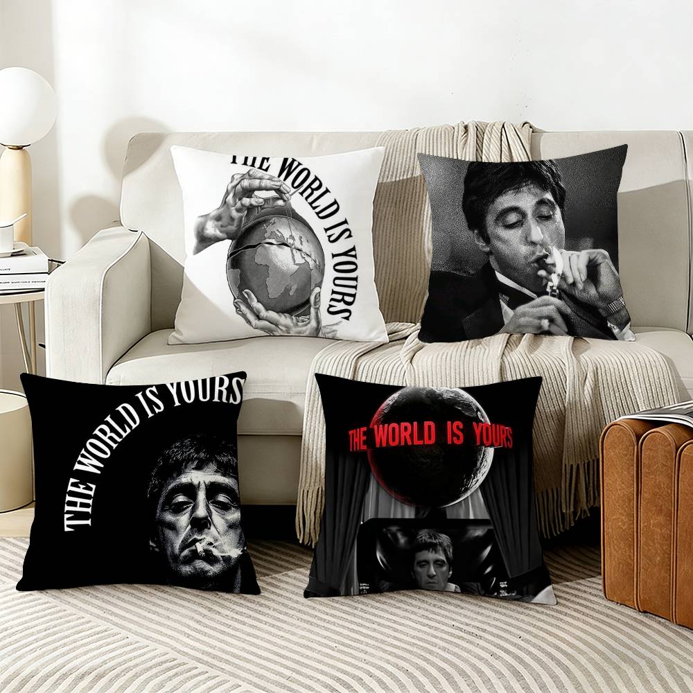 The World Is Yours SScarfaces Pillow Case Living Room Sofa Cushion Cover Suitable For Home Bedroom Room Decoration
