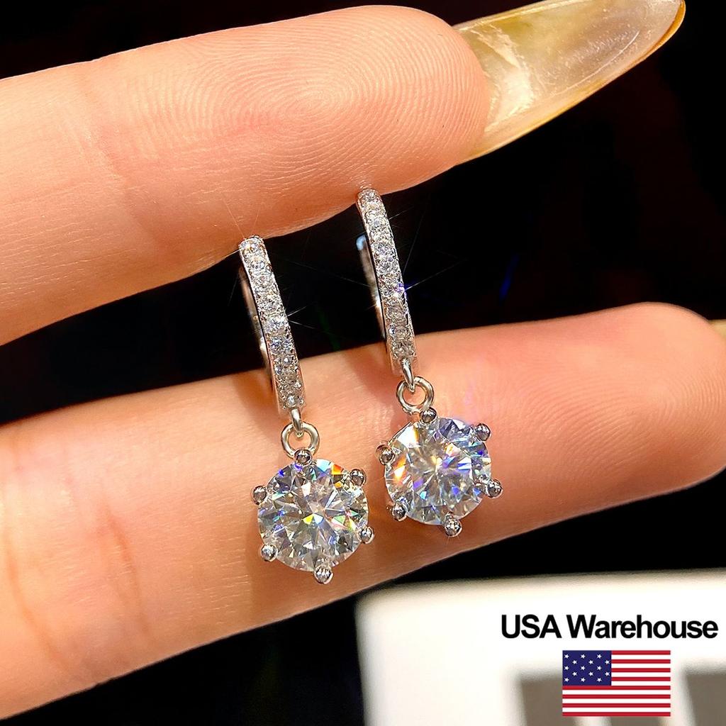 Модные серьги из серебра S925 с муассанитом 1 карат, шесть крапанов, для женщин, помолвочные, свадебные, классические, тонкие ювелирные изделия