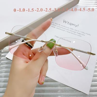 Большие квадратные очки для близорукости, женские и мужские очки с антисиним светом, компьютерная металлическая оправа, очки по рецепту, 0 ~-6,0