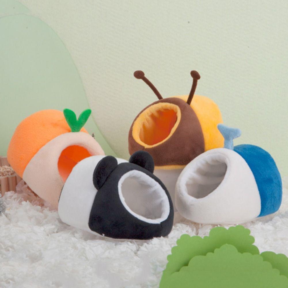 Мультяшный хомяк Хлопковый домик Утолщенная мягкая кровать для крысы Удобная палатка-кровать для морской свинки в форме медведя/панды/пчелы для зимы