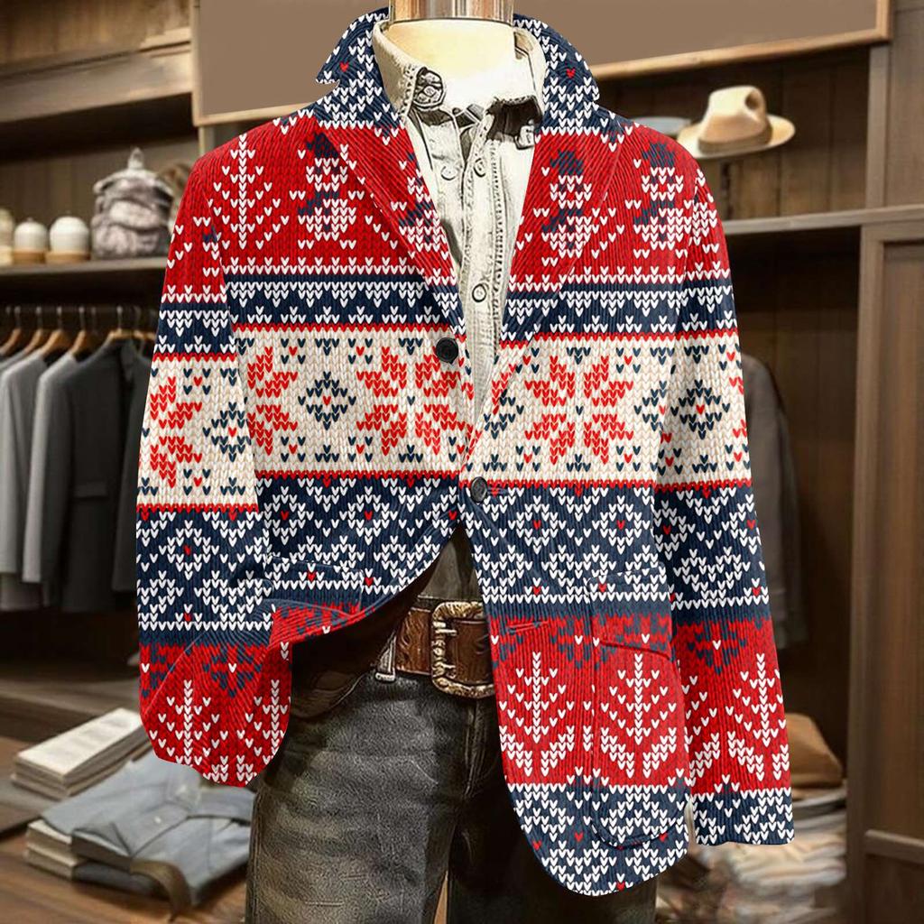 Мужской уродливый рождественский вельветовый теплый карманный пиджак-кардиган, мужской повседневный костюм