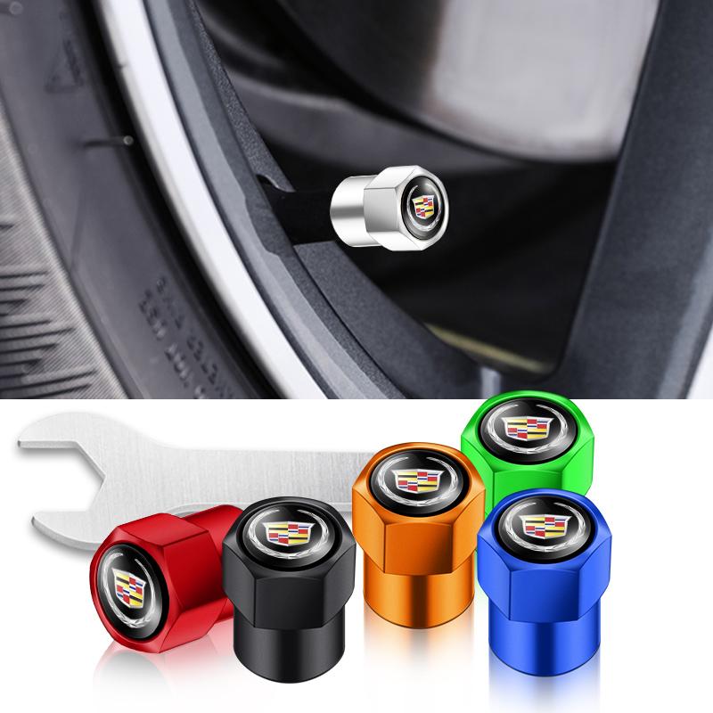 4Pcs Metal Car Wheel Tire Air Valve Caps Stem Covers For Cadillac Emblem ESCALADE ATS BLS CT4 CT6 SRX STS XT4 XT5 SLR XT6 XTSZI2