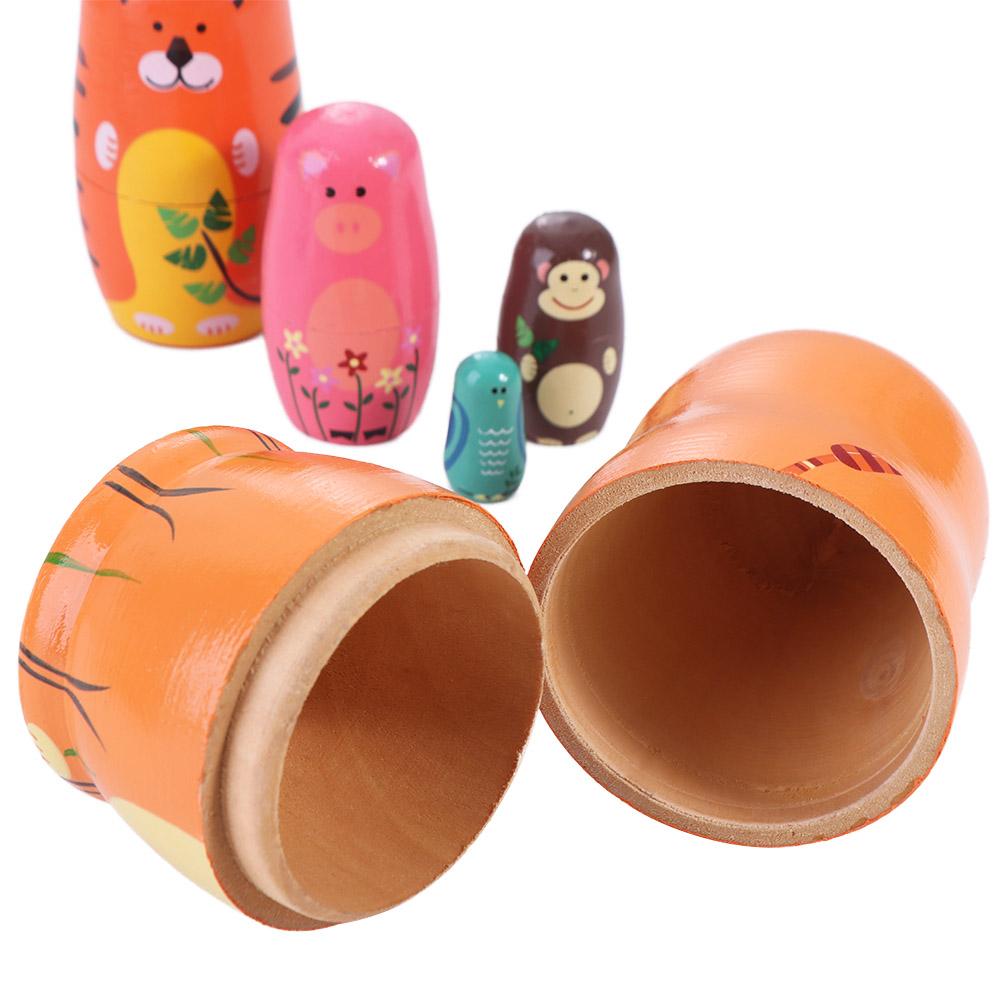 Animals Pattern Matryoshka Doll Toys Wooden Stacking Dolls Home Decor Nesting Dolls Decor Crafts