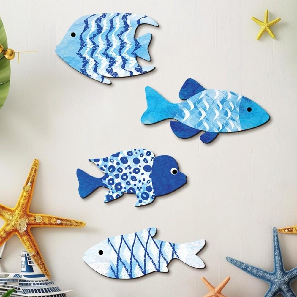 Ocean Theme Wooden Fish Wall Decor Marine Style Nautical Wall Art Living Room Decor