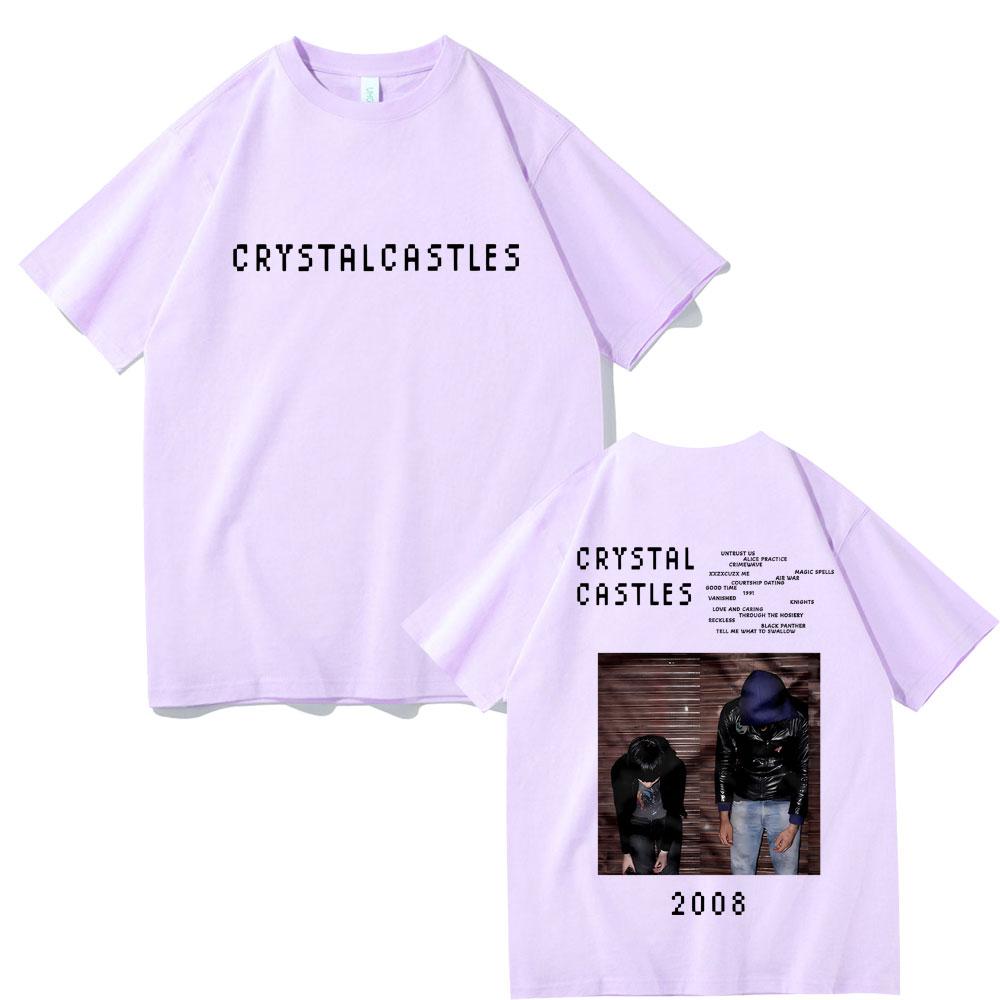Футболки с двусторонним принтом Crystal Castles для мужчин и женщин, хип-хоп, рок, оверсайз, мужская готическая футболка, мужская винтажная футболка
