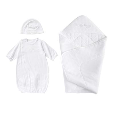 De Angel Wings Set All Snap Hat Афганская новорожденная детская Хлопок Сделано в Японии T3 Белый [Кремовый Коко] 3-х частей Двусторонний [Замена промежности/2 пути] 100% 50-70 см