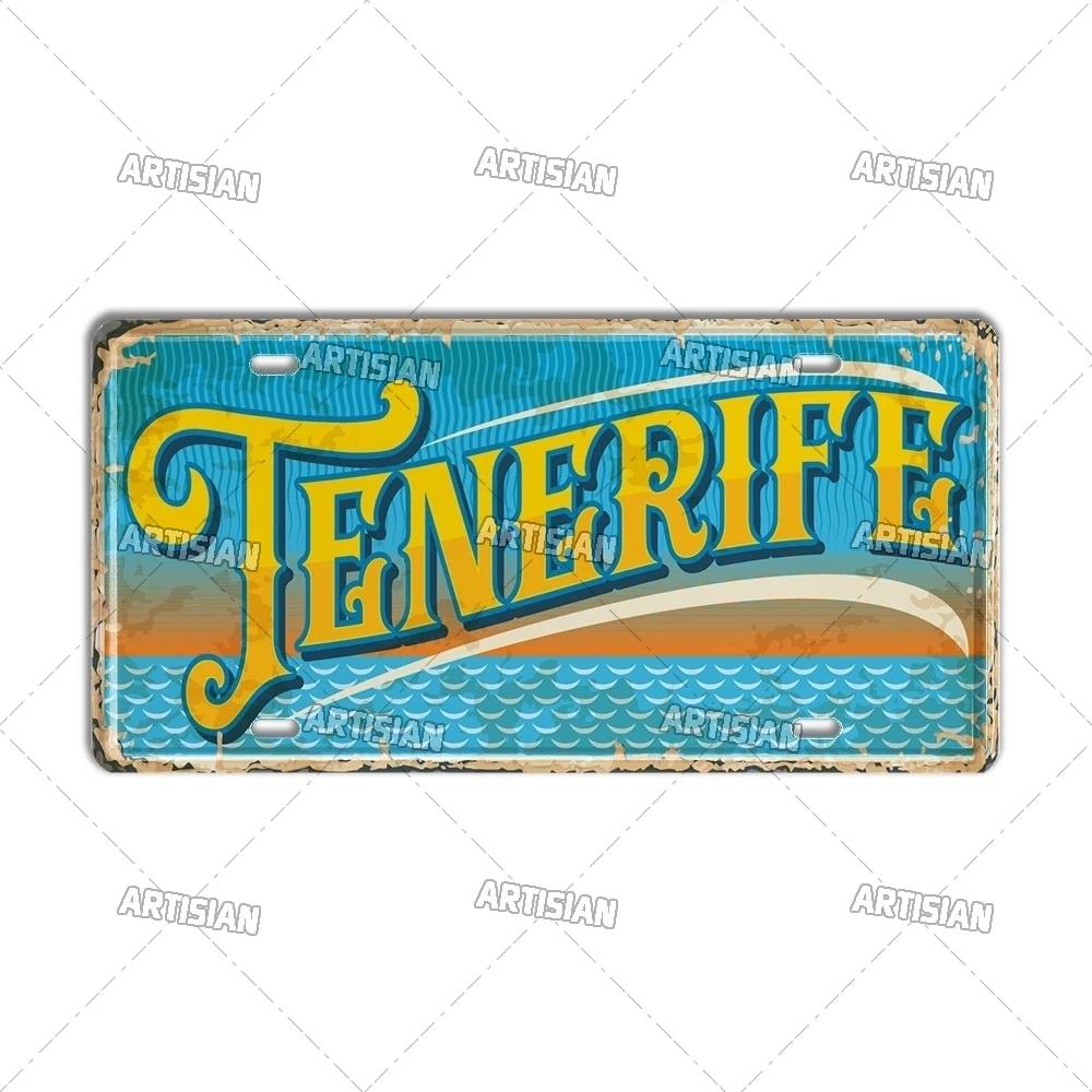 Artisan SPAIN License Plate Metal Sign City Landmark Wall Decor Decorative Vehicle Plate for Bar Pub Club Hotel Cafe Wall Art