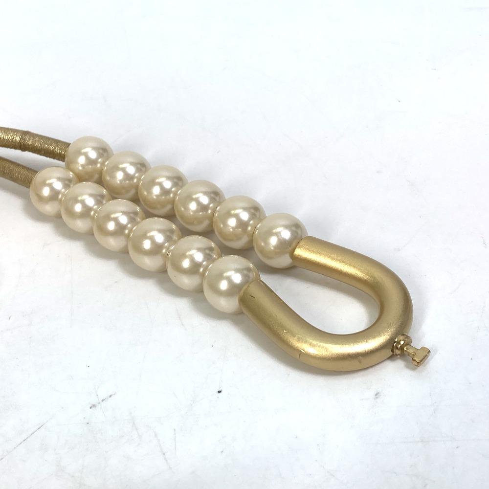 CHANEL 01C Faux pearl  belt Leather Gold