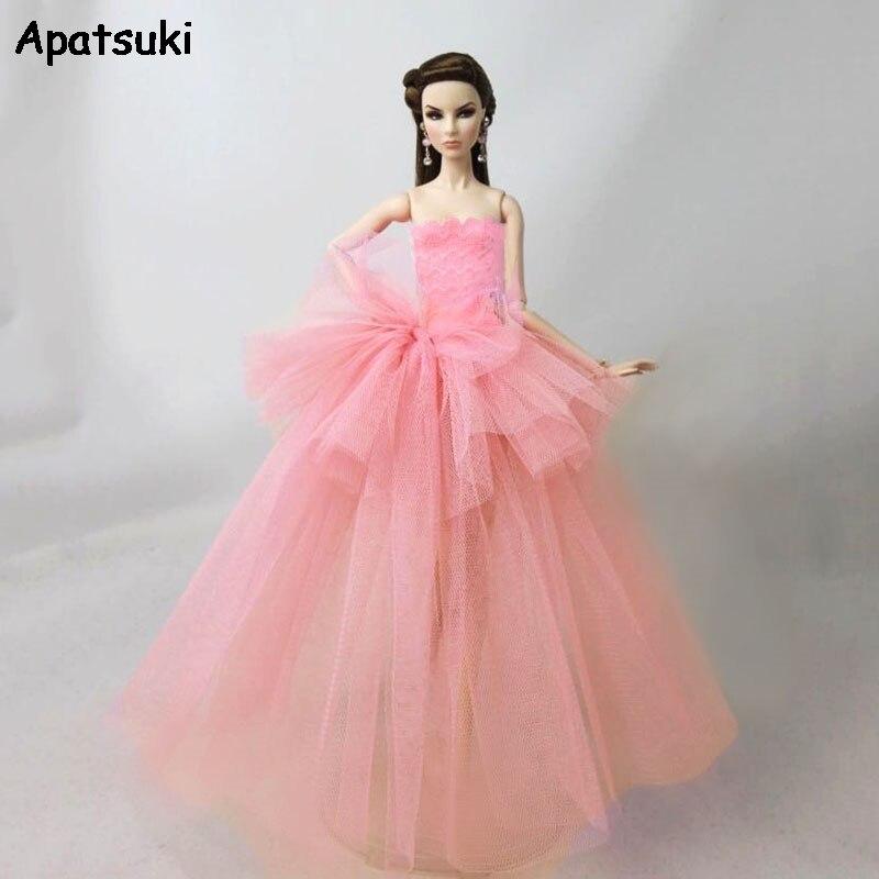 Pink Purple Fashion Doll Clothes For Barbie Doll Dress Vestidoes Multi-layer Wedding Dresses For 1/6 Doll Accessories Outfits