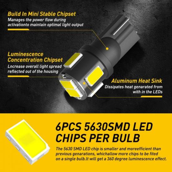 10 шт. W5W 168 T10 Светодиодная лампа заднего хода Canbus Free Error LED Bulb 10-SMD Автомобильная Новая