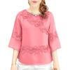 ZANZEA Women Casual Round Neck 3/4 Sleeve Summer Patchwork Blouse
