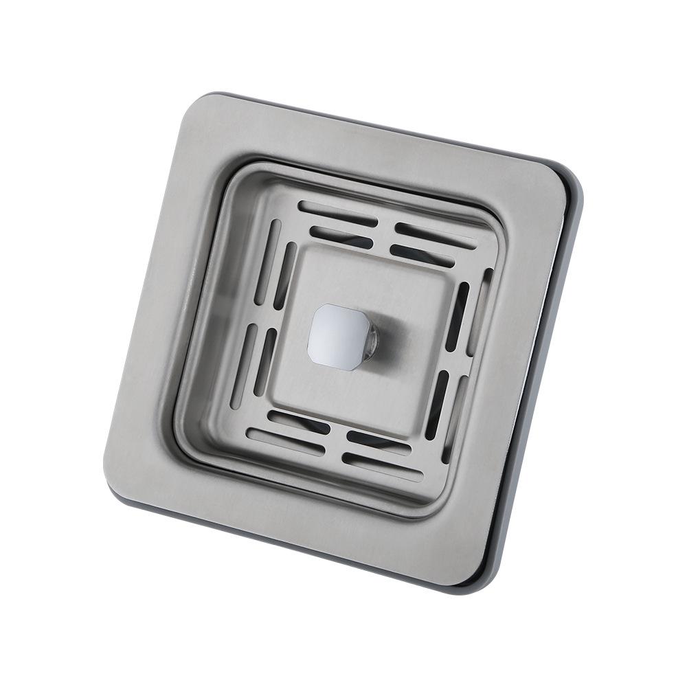 304 Stainless Steel Square Flower Basket Sink Drain Pipe Fittings - Single/Double Bowl, Removable.