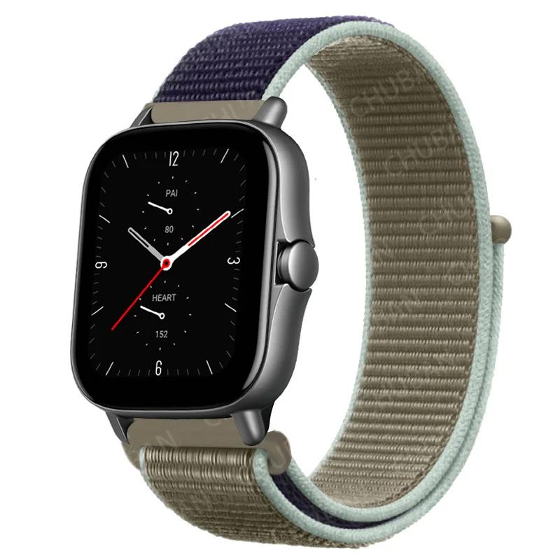 20mm/22mm Nylon Loop Watch Band For Amazfit GTS/4/2/2e/3/GTS2 Mini/GTR 4/3 pro/GTR2/2e/stratos 2/3 Bracelet Amazfit Bip-u Strap