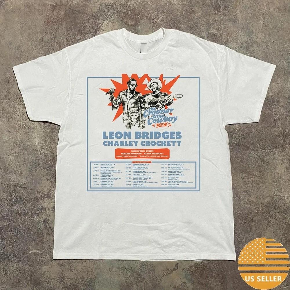 Leon Bridges Charley Crockett The Crooner The Cowboy Tour T Shirt S5XL MI451 Unisex T-Shirt