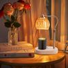 Retro Candle Warmer Table Lamp with Timer Dimmer Height Adjustable for Home Office Bedside Decor Wax Melting Light Wooden Base