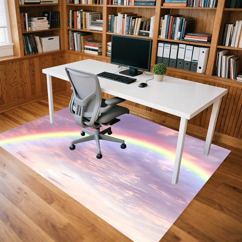 rainbow cloud Crystal Velvet chair mat Area Rug - Non-Slip, Floor Mat, Office Desk Chair Rugs, Bedroom Decor.Christmas Gift-1106176