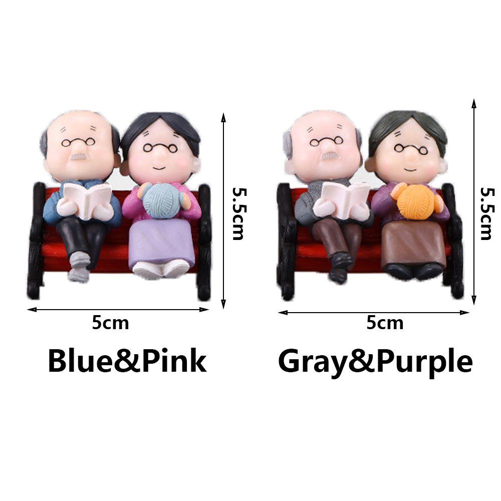 1 SET Ornament Bonsai Micro Landscape Couple Dolls Miniatures Toy Home Decor Grandparents Figurines