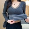 Топы для женщин Пуловер Женский Осень Зима Утепленный Пуловер Теплый Эластичный С Длинным Рукавом Приталенный Джемпер Топы