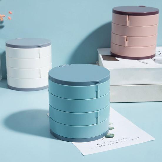 Коробка для хранения ювелирных изделий Пластиковая Многослойная Пылезащитная Влагозащищенная Вращающаяся на 360 градусов Органайзер для ювелирных изделий со встроенным зеркалом