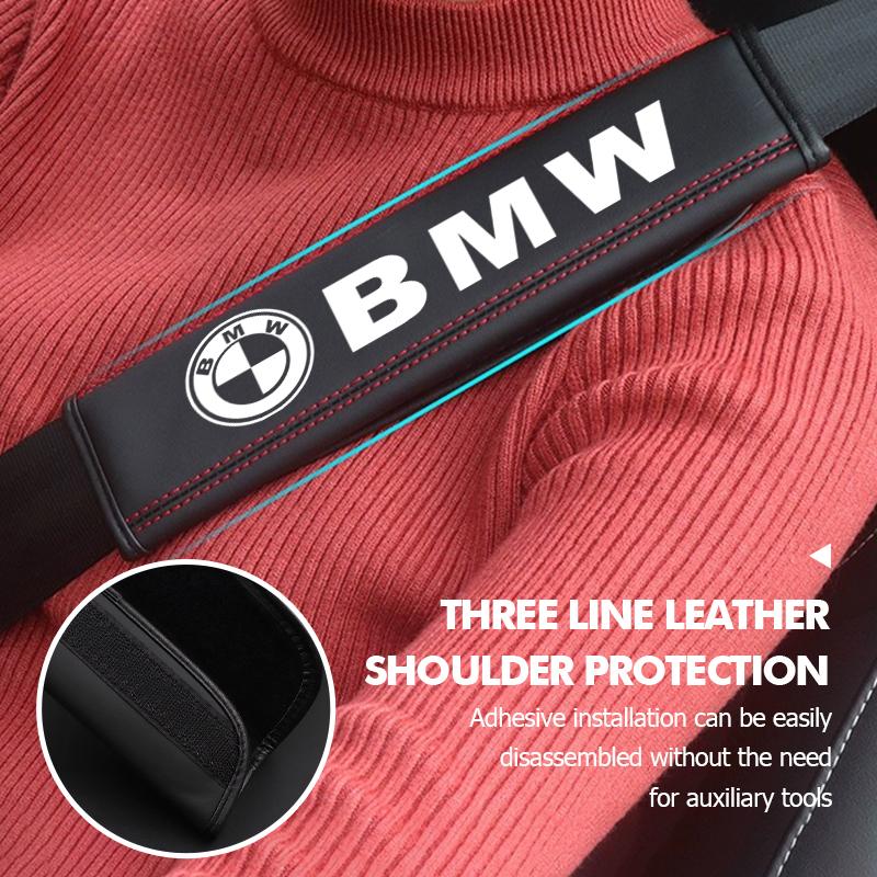 SHEJ3 Car Seat Belt Cover Shoulder Strap Protector Pad Accessories For BMW Performance X1 M3 M6 F01 F02 E34 E36 E60 F10 F20 X6