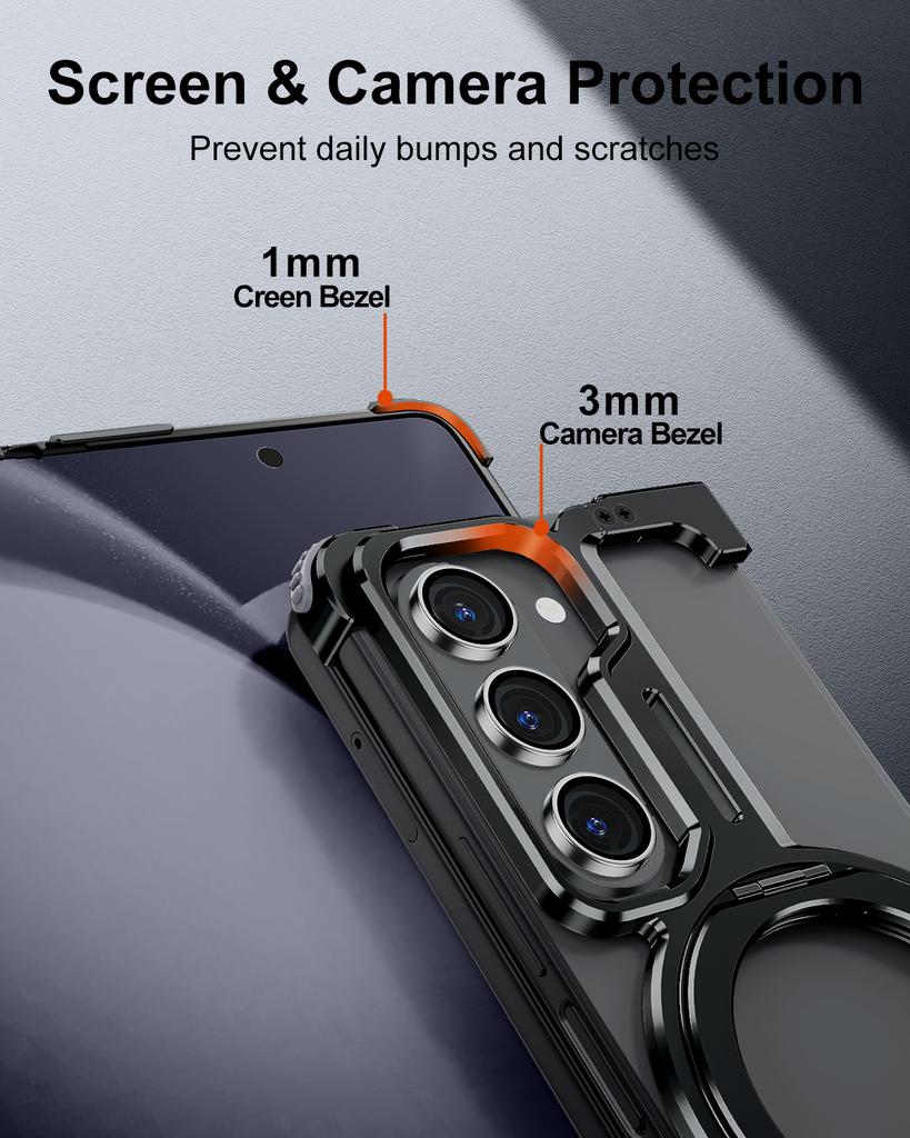 Металлическая магнитная чехол-книжка Oatsbasf для Samsung Galaxy Z Fold 7 с подставкой, вращающейся на 360°, для беспроводной зарядки Magsafe, безрамный