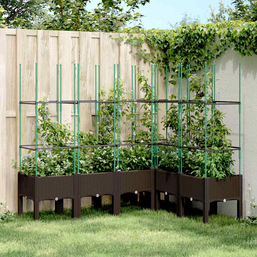 Plant Pot with Trellis Brown 160 x 120 x 142.5 cm PP