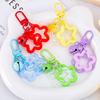 1Pcs Five-Pointed Star Bell Pendant Keychain Candy Color Bag Keyring Jewelry For Women Girl Car Hanging Trinket Key Holder
