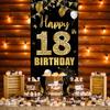 Баннер-растяжка на дверь на 18-летие, Декорации «С Днем Рождения 18 лет» для девочек и мальчиков, Черно-золотой, 18 лет, Фотобутафория для вечеринки, Садовый знак для