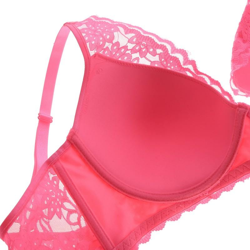 Womens Lace Push Up Bra Deep V Neck Full Coverage Minimizer Underwire With Padded Support Daily Wear