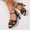 Мода 2025 Новые женские сандалии Ремешок на щиколотке Гладиаторские сандалии Женские туфли на высоком каблуке Перекрестные ремешки Золотые летние туфли Женские сандалии