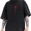 Стильная мужская винтажная футболка с графическим принтом Streetwear Tee Всесезонная Повседневная для городского стиля Потертый вид Удобная посадка Свободный крой Топ Мода