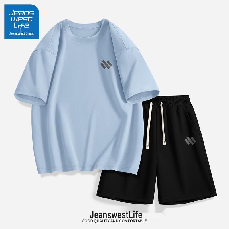 JEANSWEST LIFE Мужской комплект: хлопковая футболка и шорты большого веса