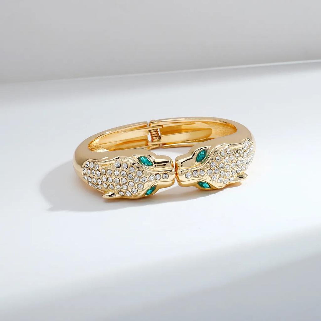 Высококачественный Легкий Роскошный Женский Браслет Двуглавый Леопард Открытый Браслет