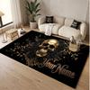 Skull Gothic Theme Soft Crystal Velvet Rug Custom Name & Text Print Non Slip Floor Rug for Bedroom Living Room
