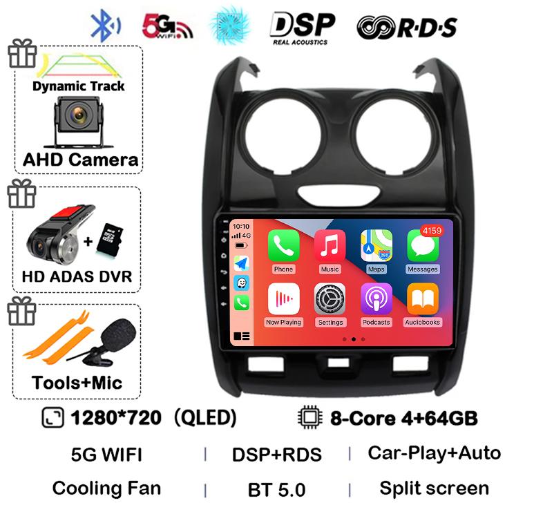 Android 14 Carplay Auto WIFI+4G для Renault Duster 2015 2016 2017 2018 2019 2020 Автомобильный радиоприемник GPS стерео мультимедийный плеер 2din DSP