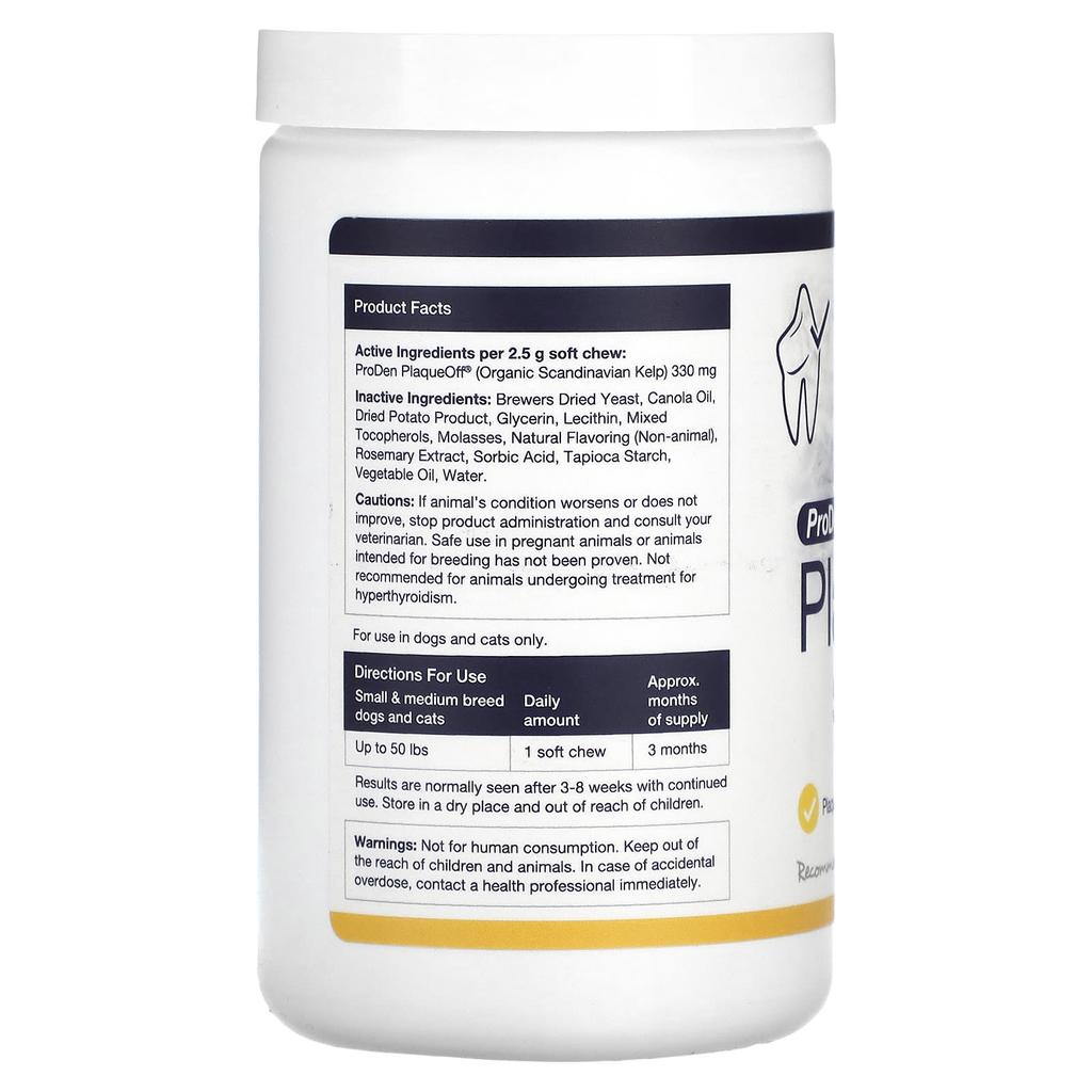 Plaqueoff Мягкие жевательные таблетки, для собак и кошек малых и средних пород, 90 мягких жевательных таблеток, 225 г (7,9 унции)